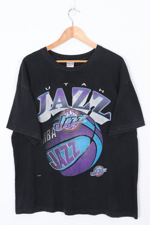 NBA Utah Jazz Basketball Large Graphic Purple Black Tee (XL)