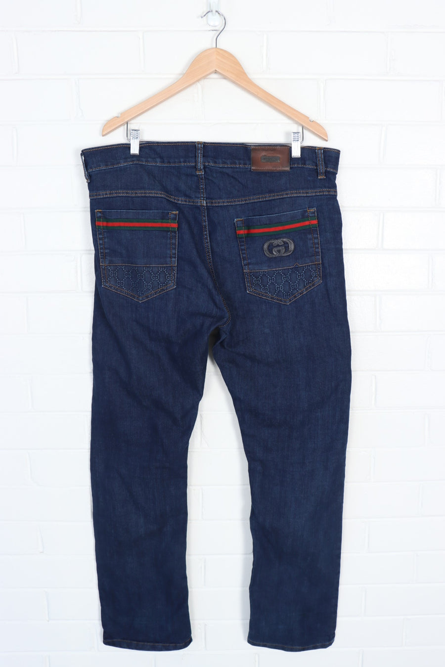 REPLICA GUCCI Stripe Pants Dark Wash Jeans (38)