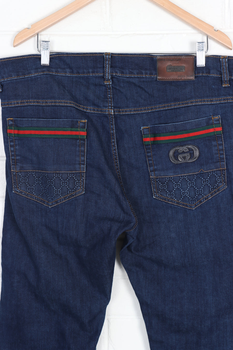 REPLICA GUCCI Stripe Pants Dark Wash Jeans (38)