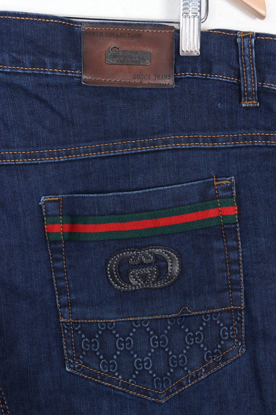 REPLICA GUCCI Stripe Pants Dark Wash Jeans (38)