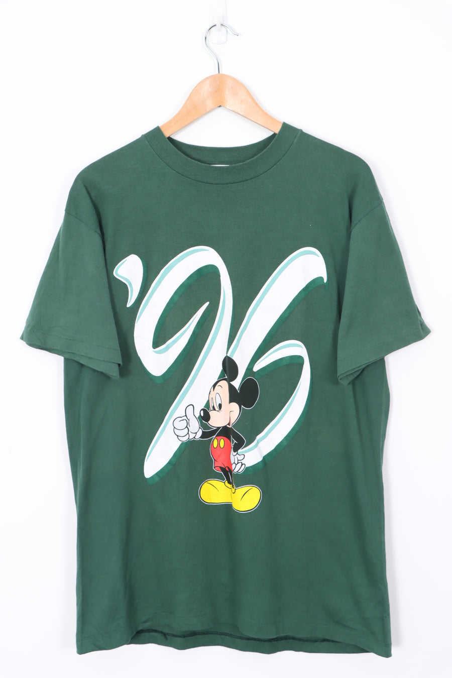 1996 DISNEY DESIGNS Mickey Mouse USA Made Green T-Shirt (M-L)