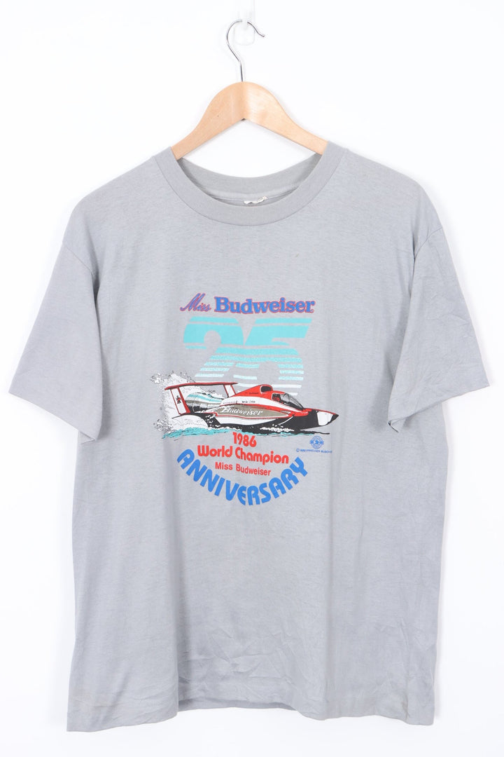 VINTAGE 1986 World Champion Miss Budweiser 50/50 Single Stitch Tee (M-L)