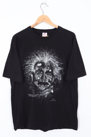 1993 Albert Einstein 'Merged into Nature' Black USA Made T-Shirt (L)