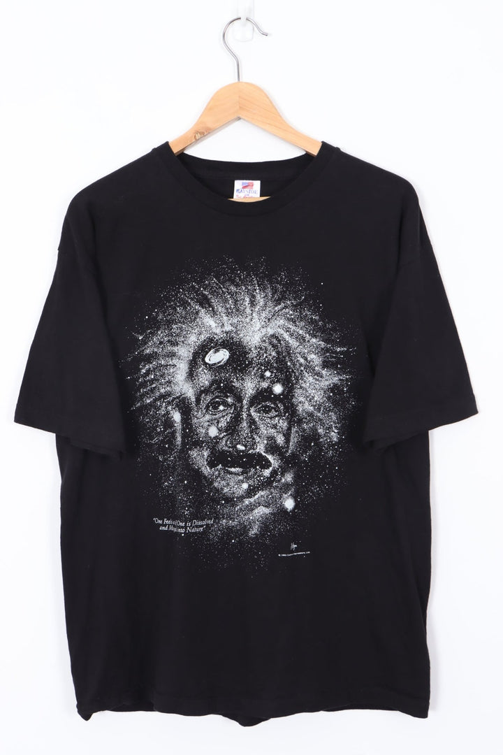 1993 Albert Einstein 'Merged into Nature' Black USA Made T-Shirt (L)