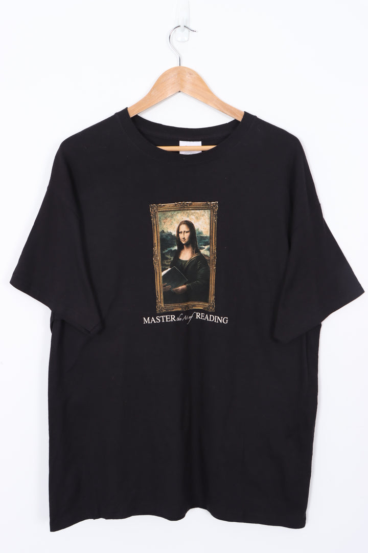 Mona Lisa 'Master the Art of Reading' Black T-Shirt (L-XL)