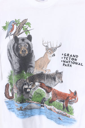 1989 Grand Teton National Park USA Made Animal Habitat T-Shirt (L)