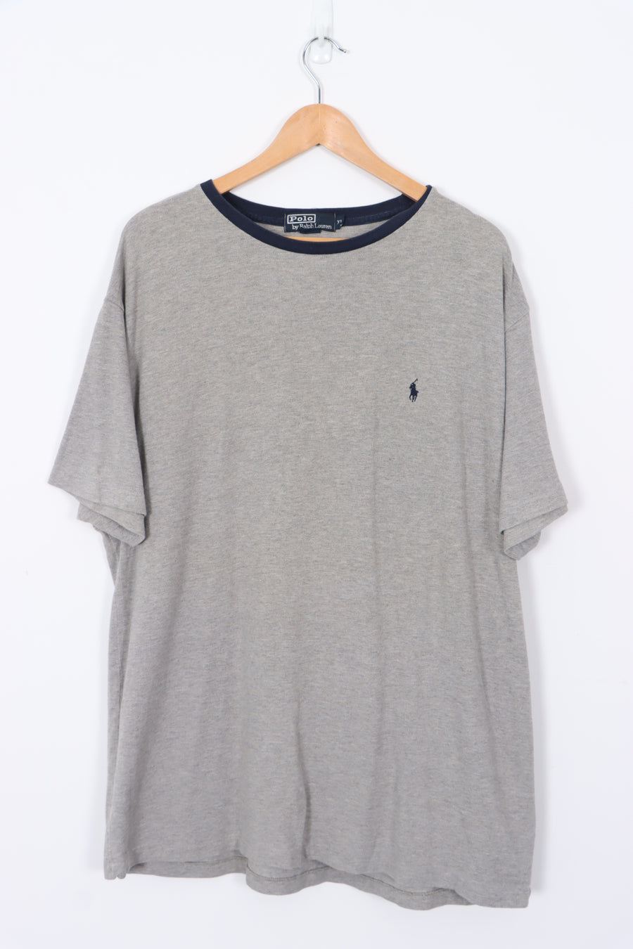 POLO by Ralph Lauren Short Sleeve Grey T-Shirt Navy Neckline (XL)