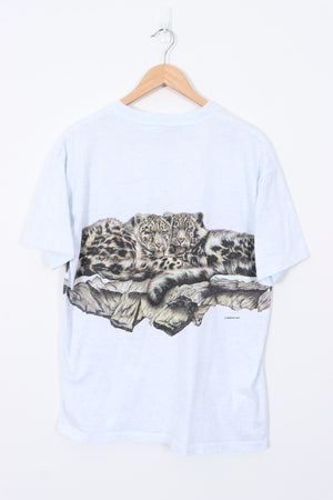 Snow Leopard All Over Graphic USA Made Animal Habitat Tee (L)