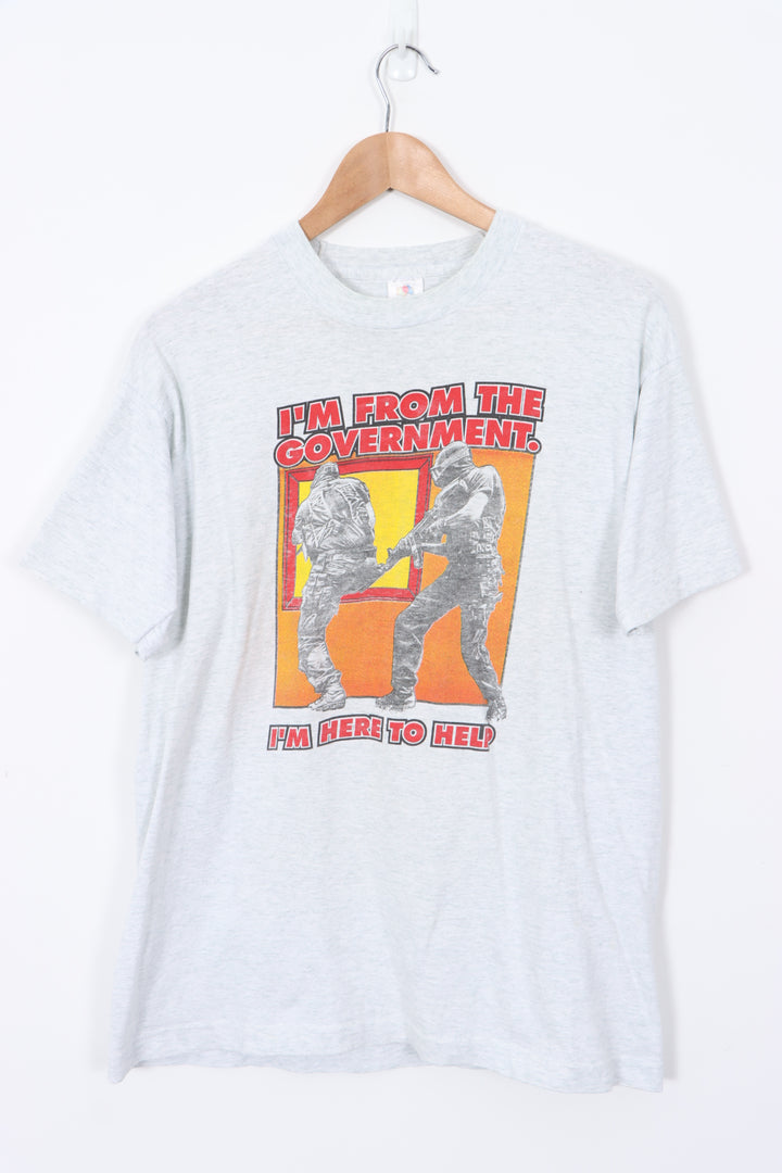 90s "I'm From The Government. I'm Here To Help" SWAT Team Graphic Tee (L)