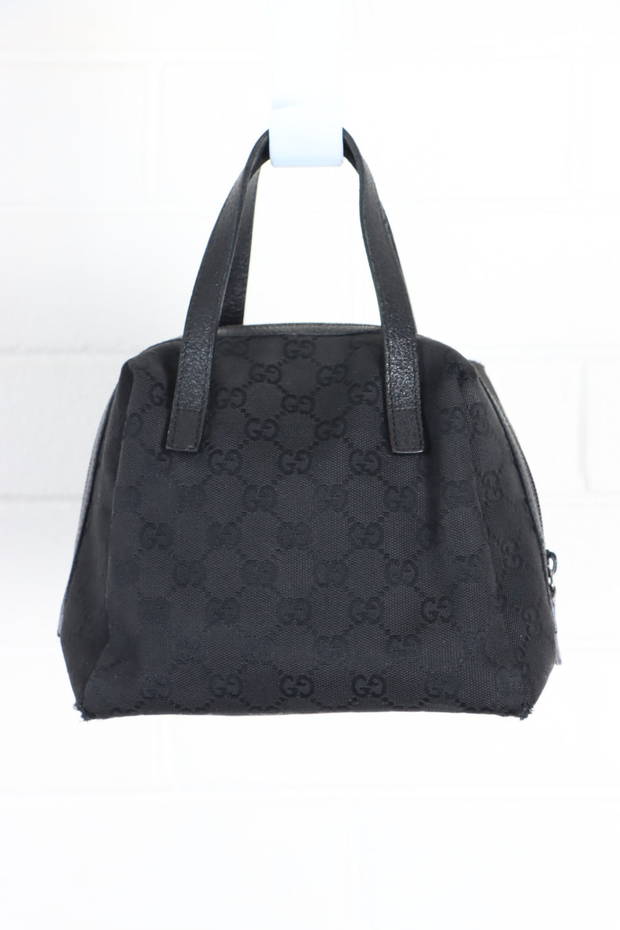 Vintage GUCCI GG Monogram Mini Black Canvas Bowling Bag