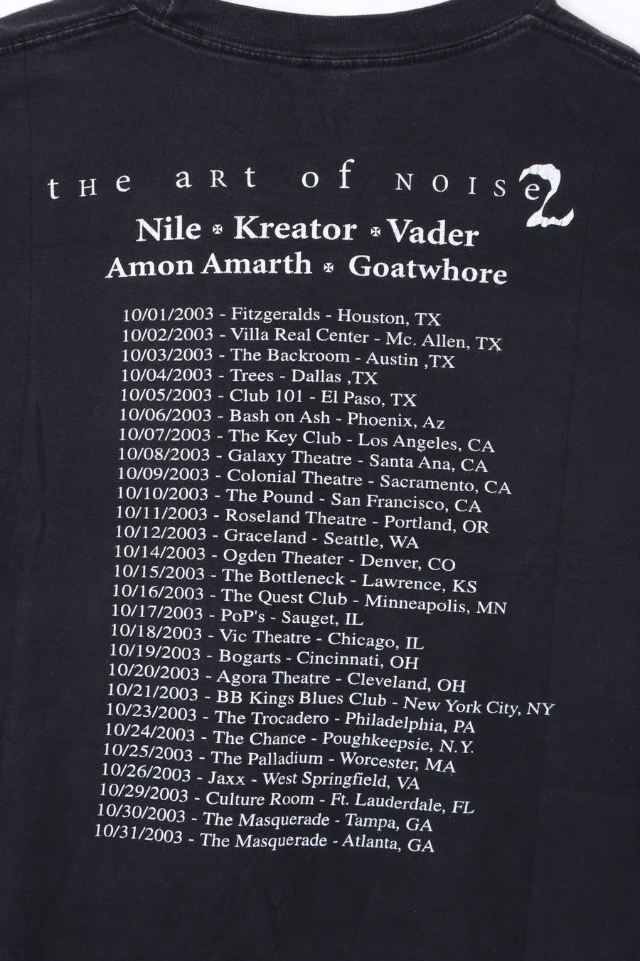 Vader The Art of Noise 2003 Tour Front Back T-Shirt (L)