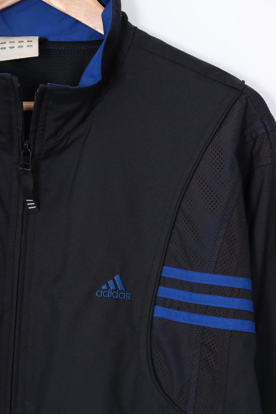 ADIDAS 3-Stripe Royal Blue & Black Embroidered Windbreaker Jacket (XL)