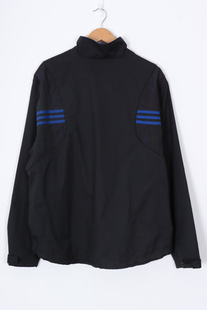 ADIDAS 3-Stripe Royal Blue & Black Embroidered Windbreaker Jacket (XL)