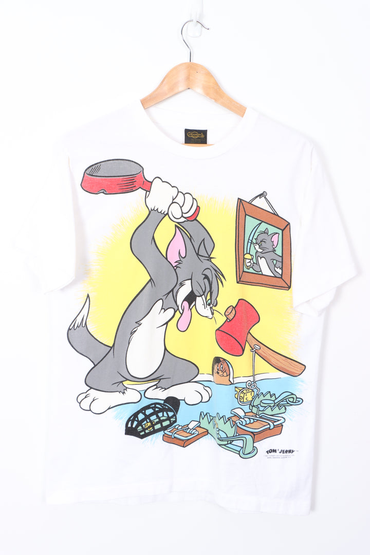 Tom & Jerry 1993 Front Back Single Stitch CHANGES Graphic T-Shirt USA Made (L)