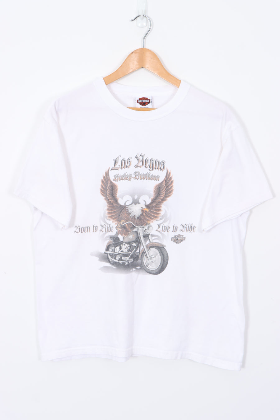 HARLEY DAVIDSON 'Born to Ride. Live to Ride' Las Vegas White Tee (L)