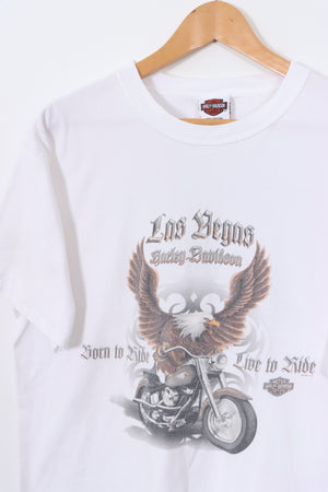 HARLEY DAVIDSON 'Born to Ride. Live to Ride' Las Vegas White Tee (L)