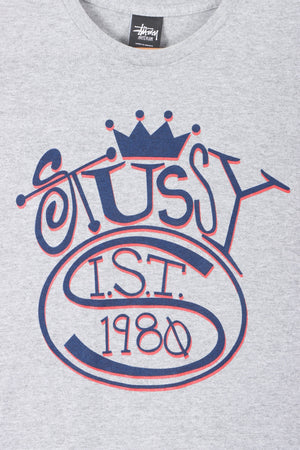 STUSSY Big Crown Logo "IST 1980" Grey T-Shirt (M)