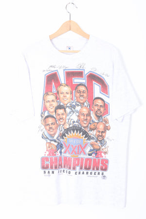 NFL 1994/95 San Diego Chargers AEC Champions Grey Marle T-Shirt USA Made (XL)