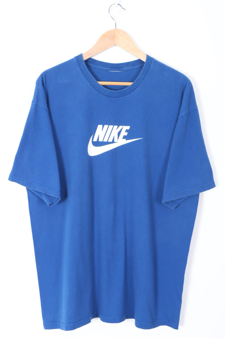 NIKE Blue Centre Swoosh Logo T-Shirt (XL)