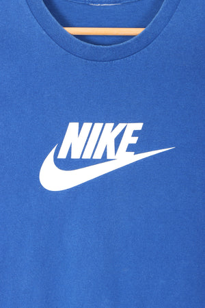 NIKE Blue Centre Swoosh Logo T-Shirt (XL)