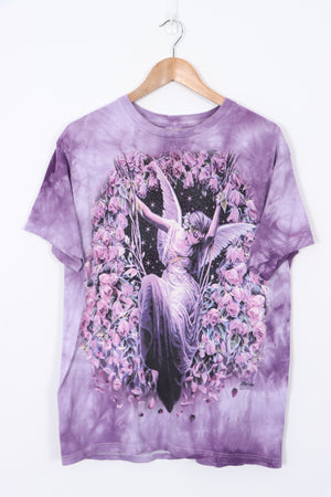 2001 THE MOUNTAIN Floral Fairy Large Graphic Purple T-Shirt (M)