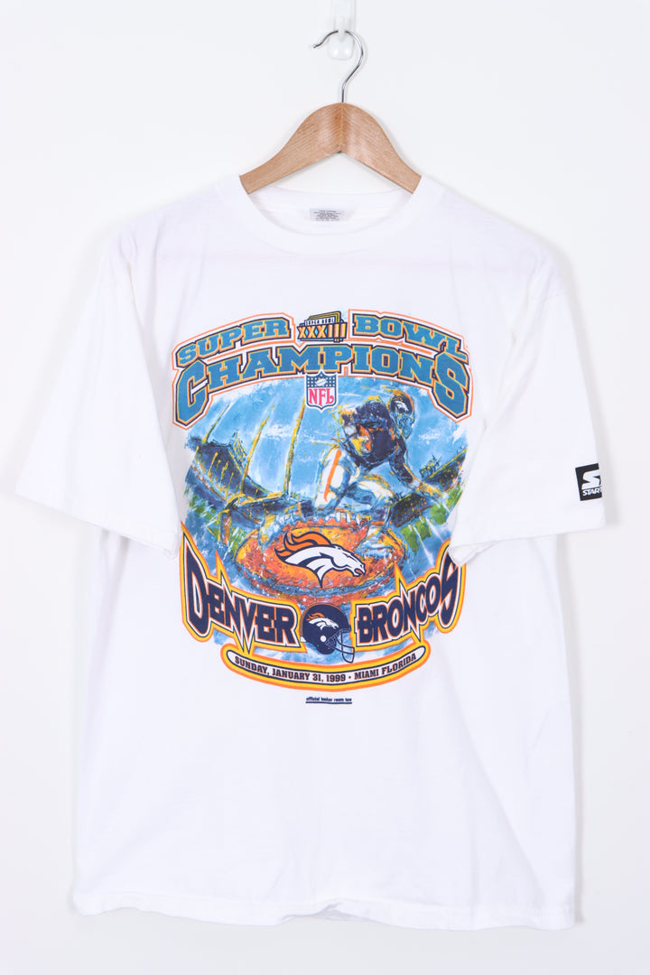 1999 STARTER Super Bowl Denver Broncos NFL T-Shirt (L)