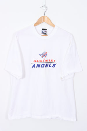 Anaheim Angels MLB Baseball Embroidered White T-Shirt (XL)