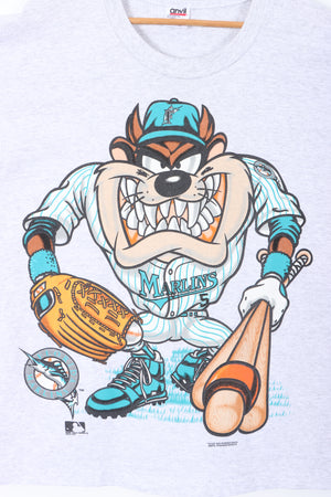 MLB 1994 Florida Marlins Looney Tunes Taz Single Stitch T-Shirt USA Made (XL)