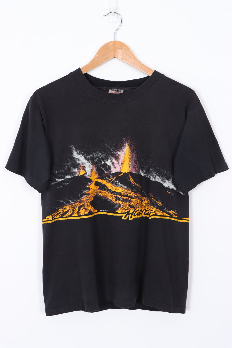 1987 Hawaii Volcano Wrap Around Graphic Single Stitch Black Tee (XXL)