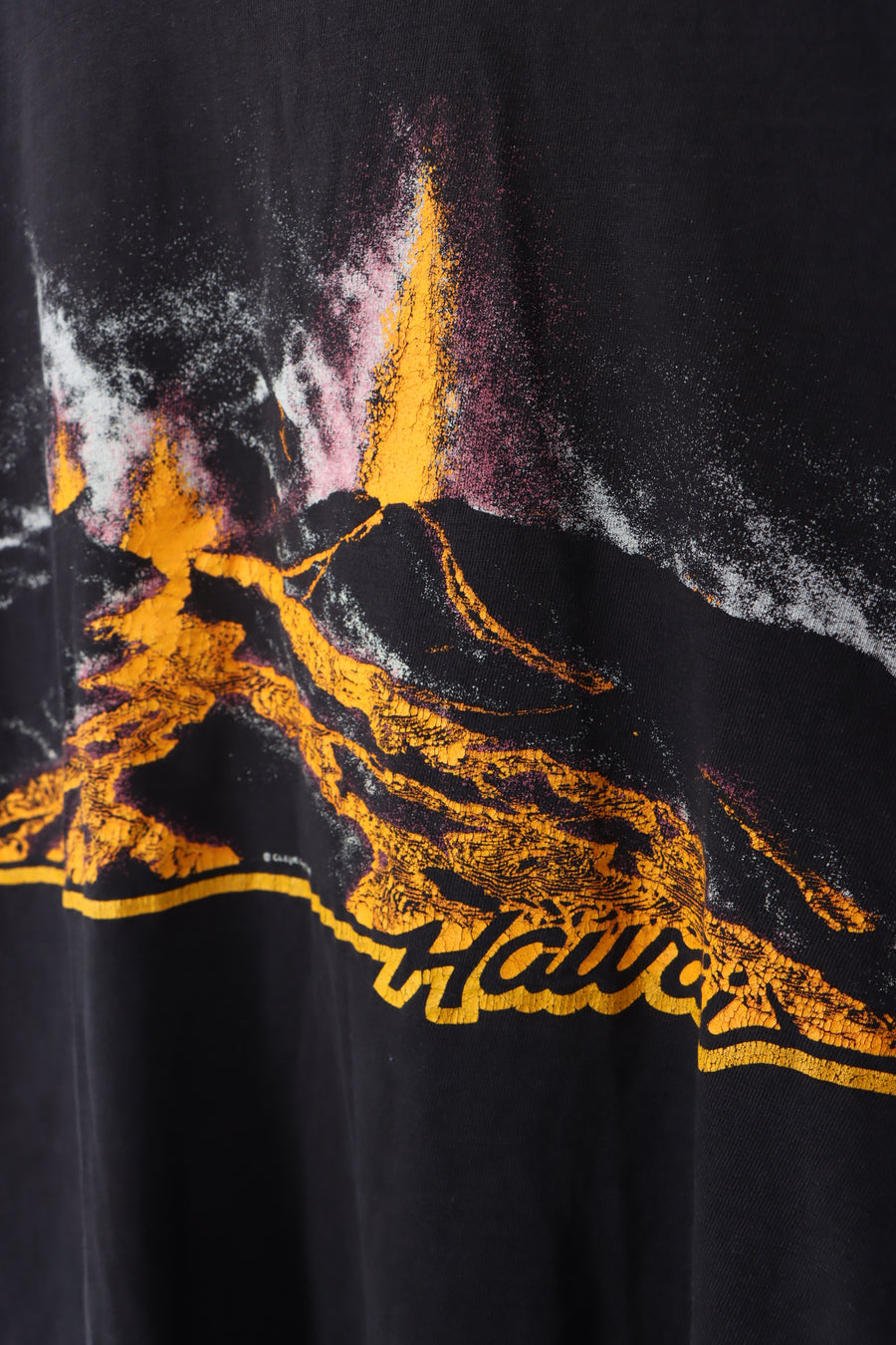 1987 Hawaii Volcano Wrap Around Graphic Single Stitch Black Tee (XXL)