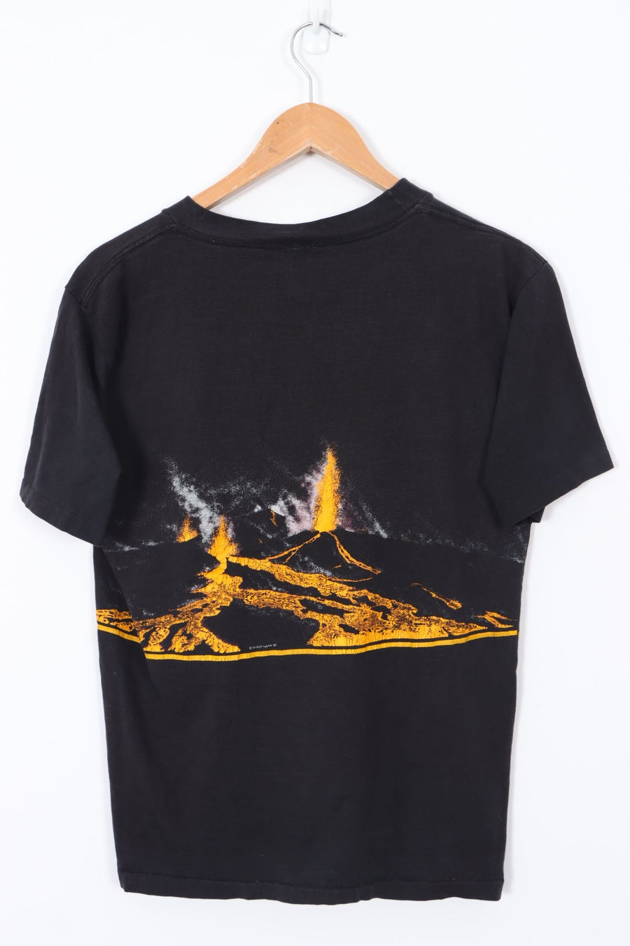 1987 Hawaii Volcano Wrap Around Graphic Single Stitch Black Tee (XXL)