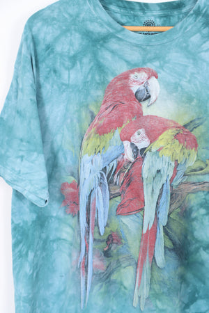 THE MOUNTAIN Parrot Pals Large Front Graphic Print Tie Dye T-Shirt (XL)