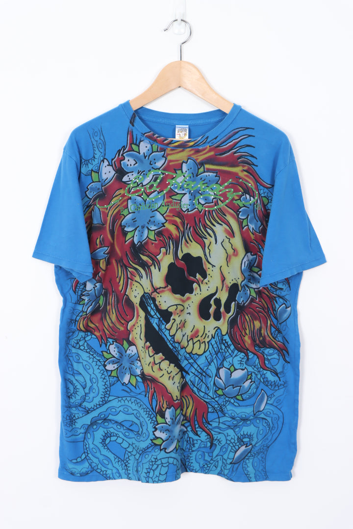 ED HARDY by Christian Audiger USA Made Skull Design Tee (L)