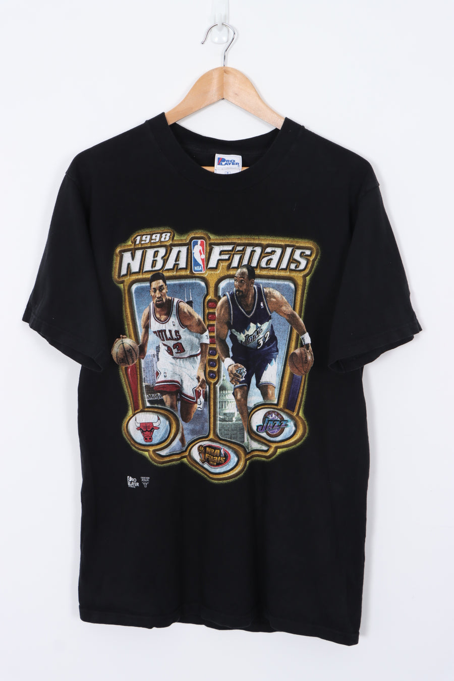 1998 NBA Finals Pippen Chicago Bulls vs Maron Utah Jazz Black T-Shirt (M)