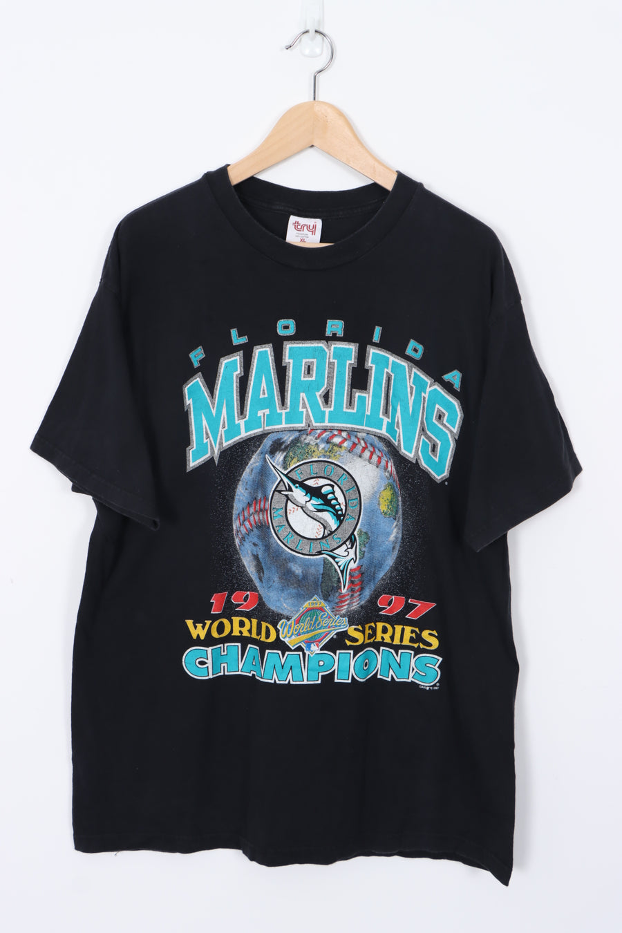 1997 Florida Marlins World Series Champions Black T-Shirt (XL)