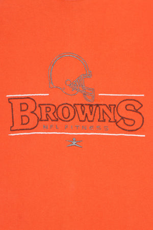 NFL FITNESS Cleveland Browns Embroidered Outline Logo T-Shirt USA Made (L)