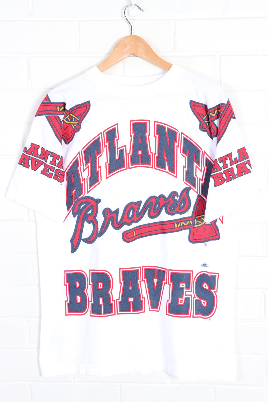 MLB 90s Atlanta Braves Big Logo APEX ONE T-Shirt USA Made (L)