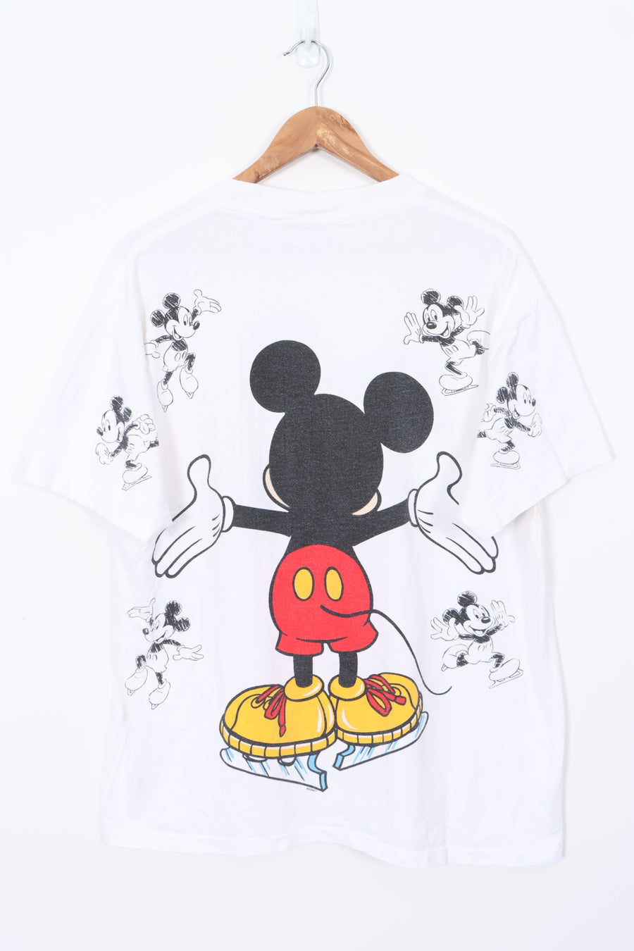 1990s Disney Mickey Mouse Ice Skating Single Stitch T-Shirt Made in USA (XL)