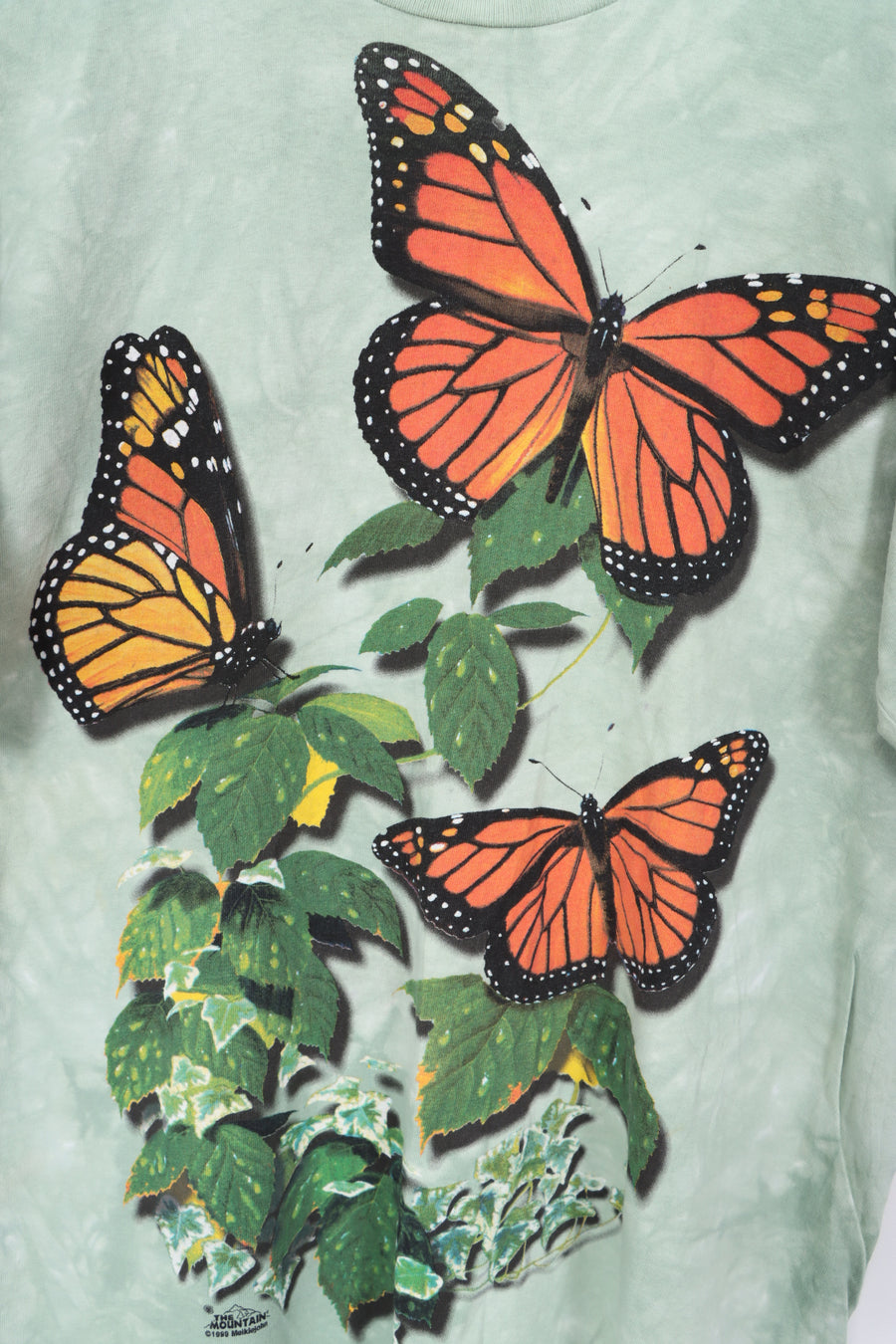 1999 THE MOUNTAIN Monarch Butterfly Tie Dye Green T-Shirt (M-L)