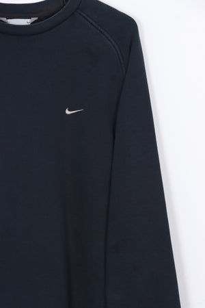 NIKE Navy & Pink Embroidered Swoosh Classic Sweatshirt (XL)