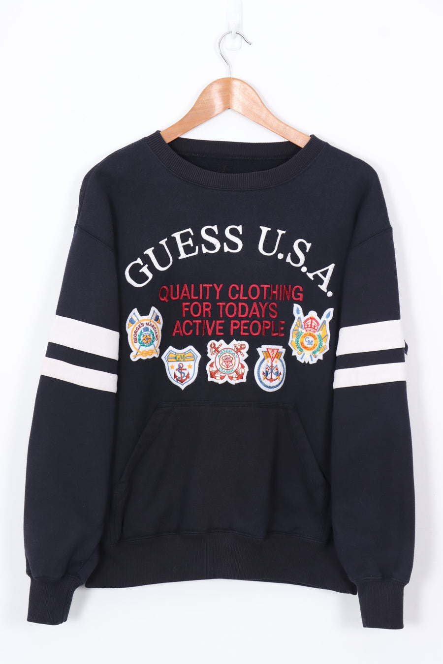 GUESS Embroidered & Felt Patch Pocket Sweatshirt (L)