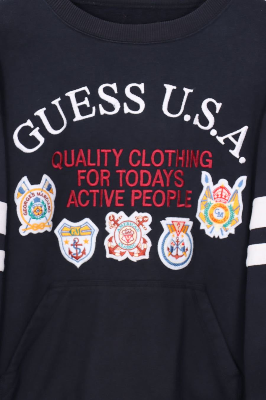 GUESS Embroidered & Felt Patch Pocket Sweatshirt (L)