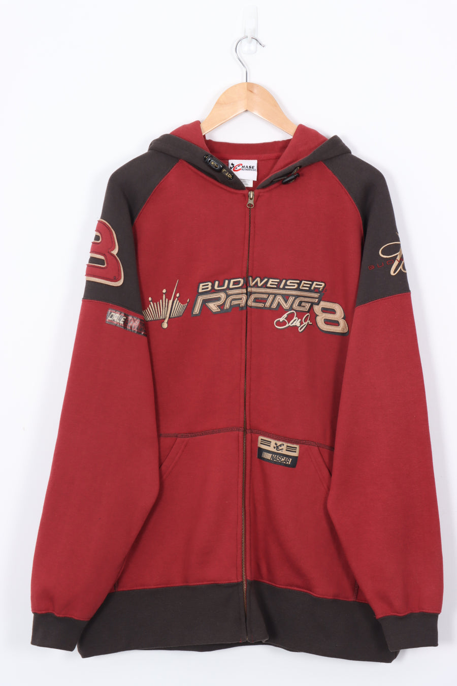 NASCAR Dale Earnhardt JR Budweiser Red & Brown Racing Hoodie (XL)