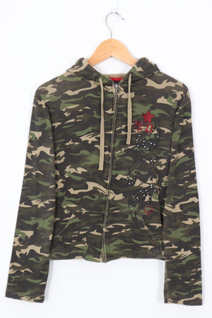 HARLEY DAVIDSON Camo Embellished Cropped Hoodie (Women's M)