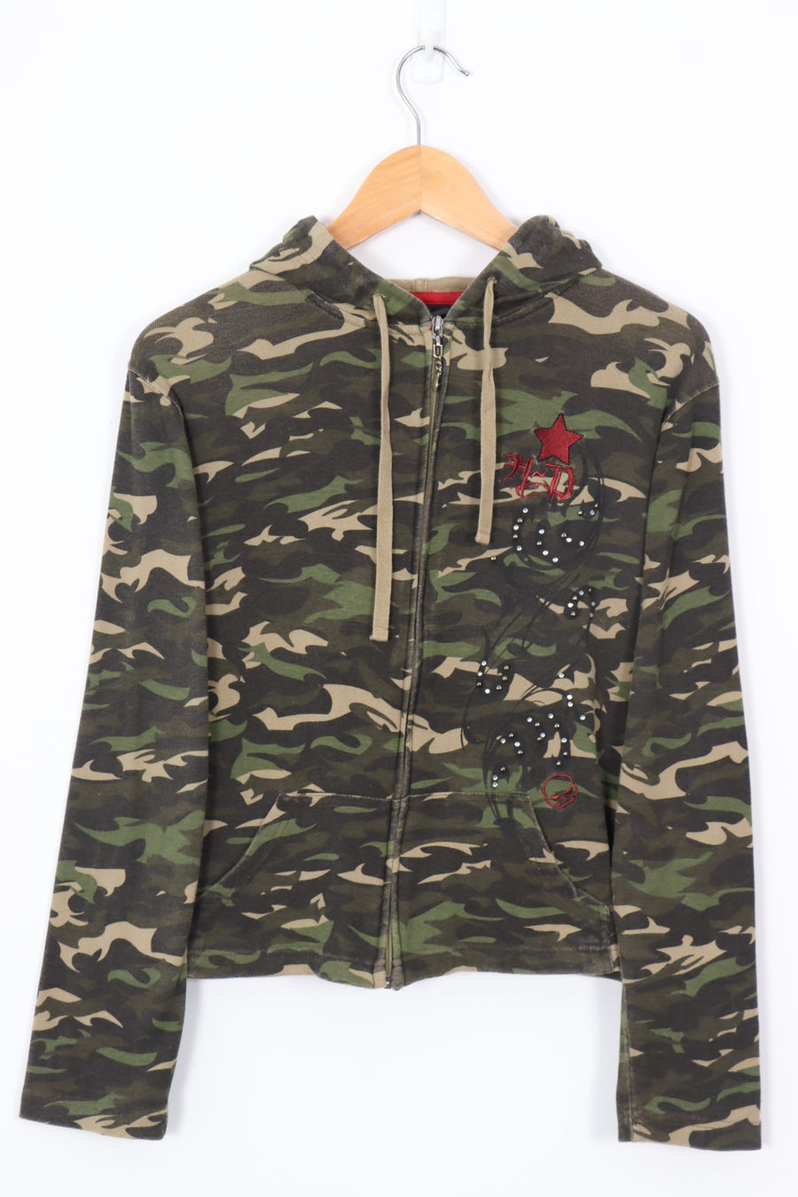 HARLEY DAVIDSON Camo Embellished Cropped Hoodie (Women's M)