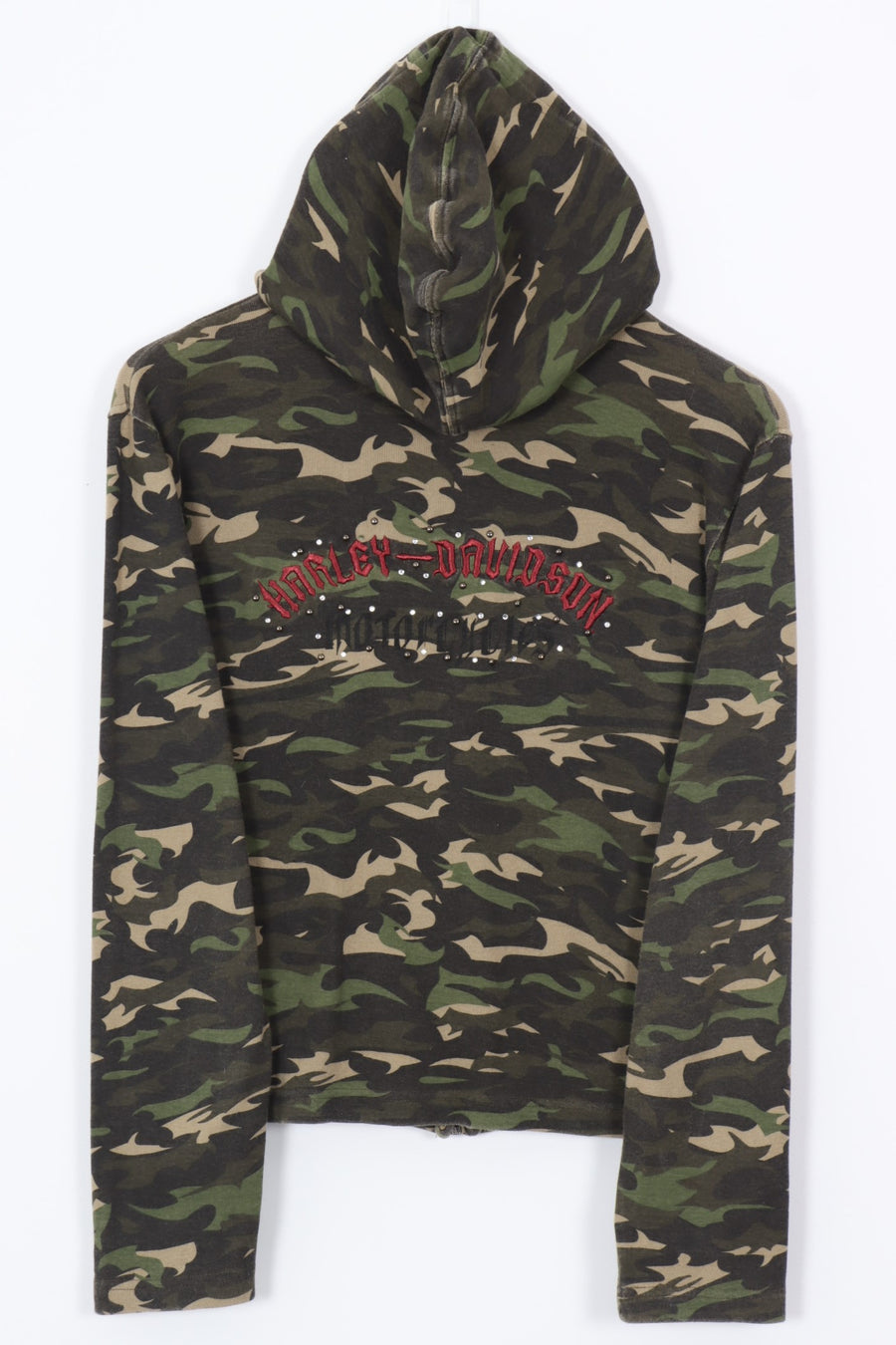 HARLEY DAVIDSON Camo Embellished Cropped Hoodie (Women's M)