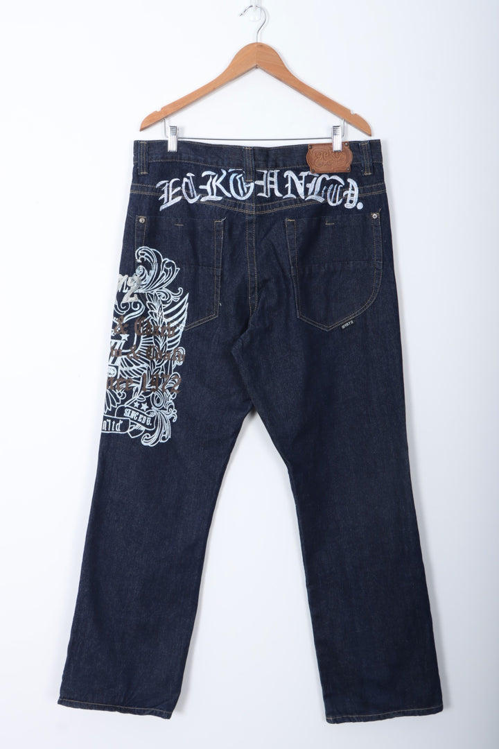 ECKO UNLTD 72 Embroidered Spell Out Y2K Jeans (38)