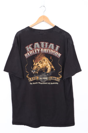 HARLEY DAVIDSON Hog Graphic Kuai Hawaii Westernmost Dealership Tee (L)