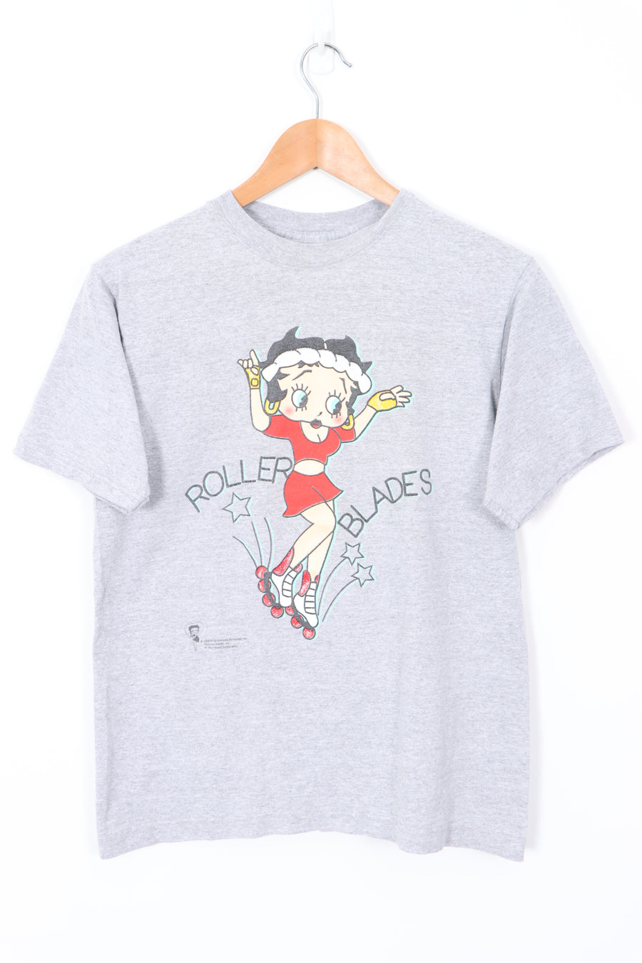 Betty Boop on Rollerblades USA Made Y2K Grey T-Shirt (M)