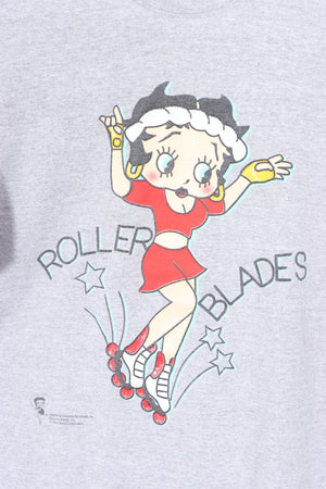 Betty Boop on Rollerblades USA Made Y2K Grey T-Shirt (M)